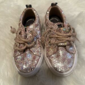 Sperry Kids Sequin Sneakers - Pink and Silver